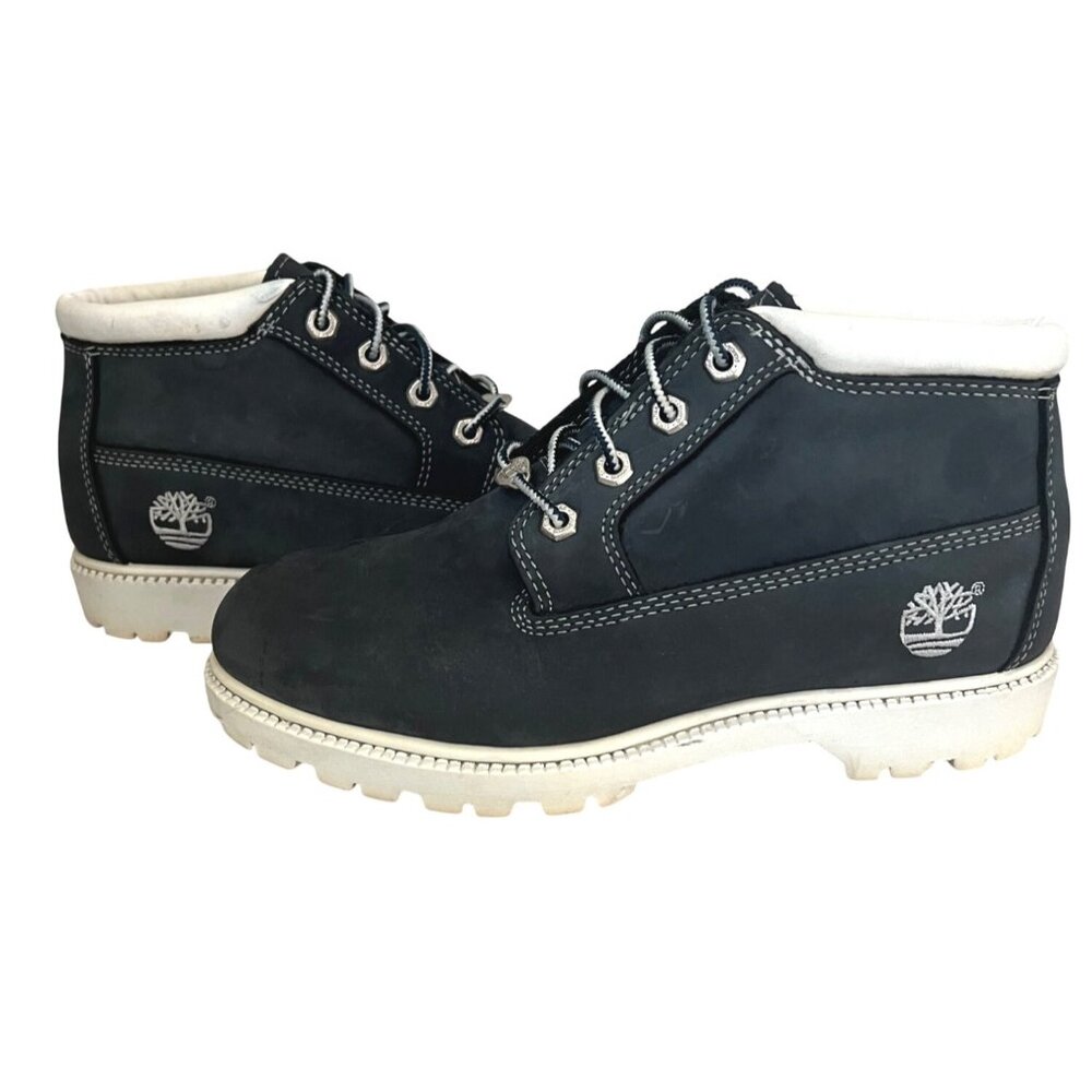 Vintage Timberland Navy Blue Nubuck Leather Chukka Boots White - Main Image